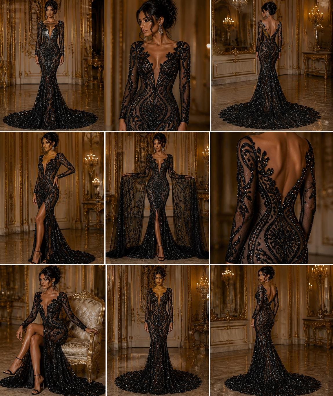 Black - Marvelous Luxury Shiny Sequin 4-Way Stretch Mesh Fabric – Prom & Evening Dress Material By The Yard.