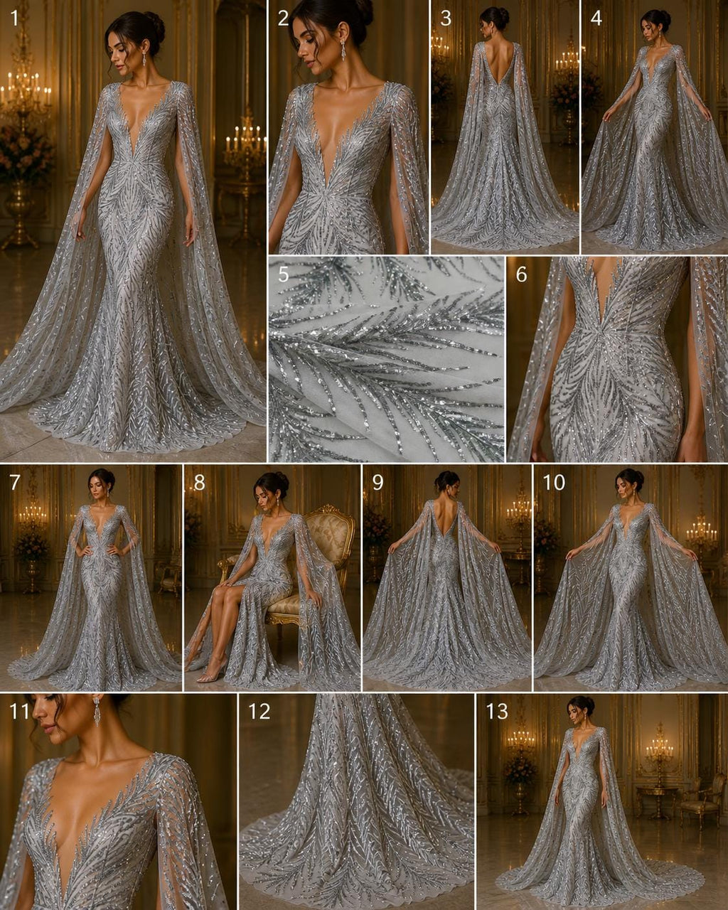 Feather Illusion Luxury Shiny Sequin - SILVER- 4 Way Stretch Mesh Fabric – Prom & Evening Dress Material By The Yard.