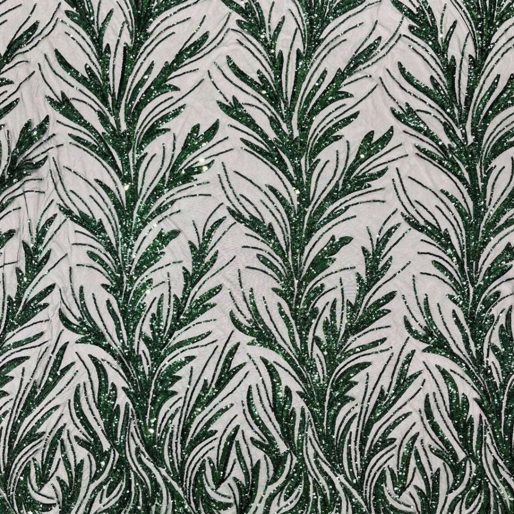 Feather Illusion Luxury Shiny Sequin - HUNTER - 4 Way Stretch Mesh Fabric – Prom & Evening Dress Material By The Yard.