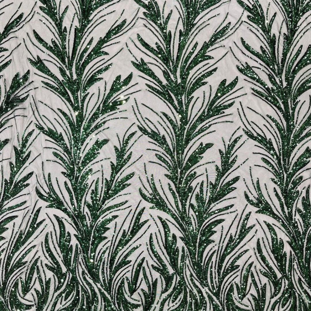 Feather Illusion Luxury Shiny Sequin - HUNTER - 4 Way Stretch Mesh Fabric – Prom & Evening Dress Material By The Yard.