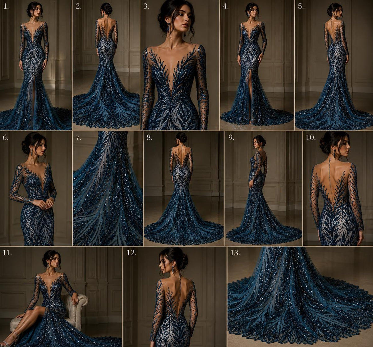 Feather Illusion Luxury Shiny Sequin - TEAL BLUE - 4 Way Stretch Mesh Fabric – Prom & Evening Dress Material By The Yard.