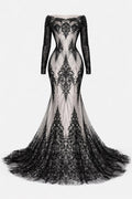Luxury Lace - Black - 3D Beaded Design with Embroidered Sequins and Beads On a Mesh Lace Fabric for Prom Dress By The Yard