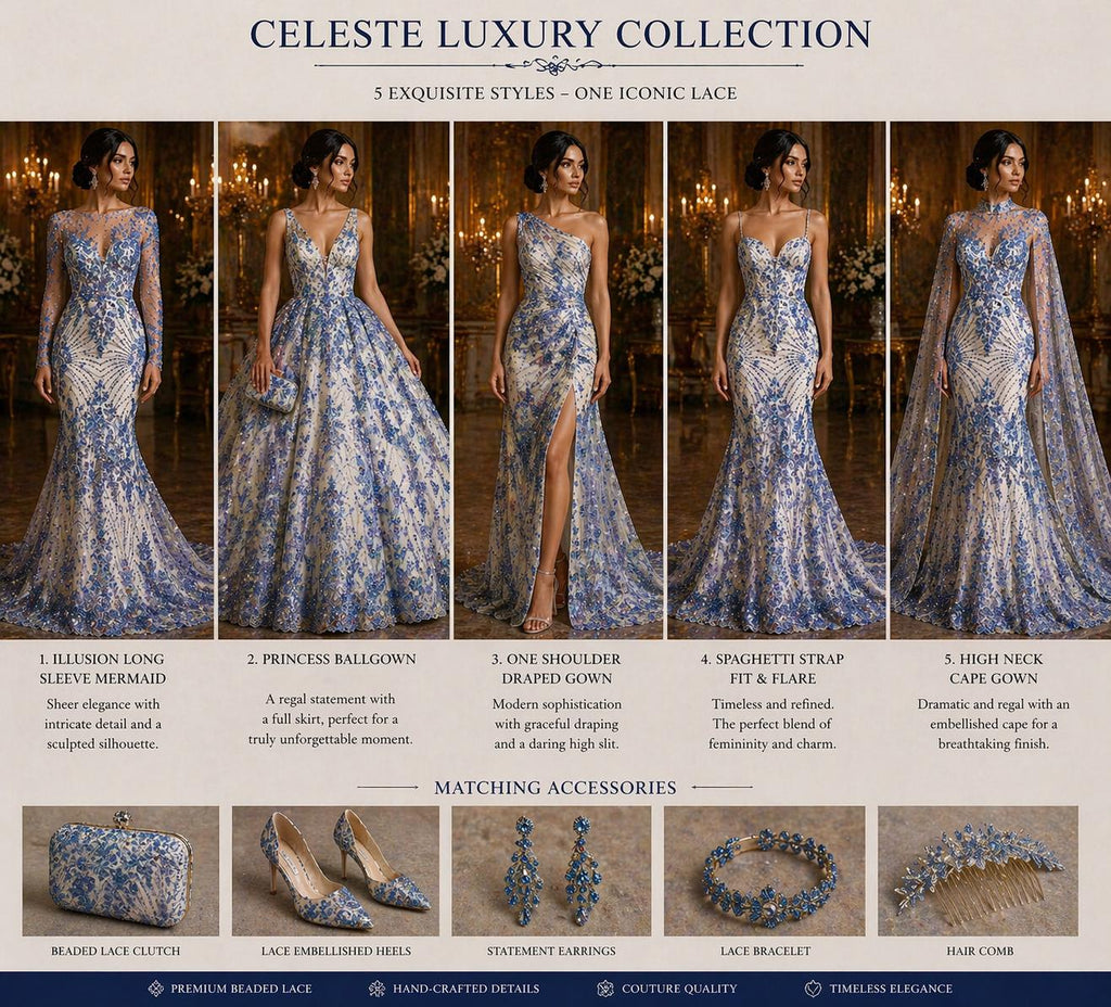 Luxury Lace - Celeste - 3D Beaded Design with Embroidered Sequins and Beads On a Mesh Lace Fabric for Prom Dress By The Yard