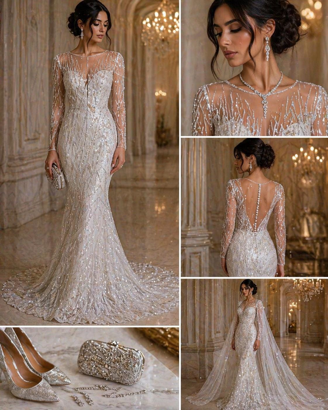 Luxury Geometric Lace - White - 3D Beaded Design with Embroidered Sequins and Beads On a Mesh Lace Fabric for Prom Dress By The Yard