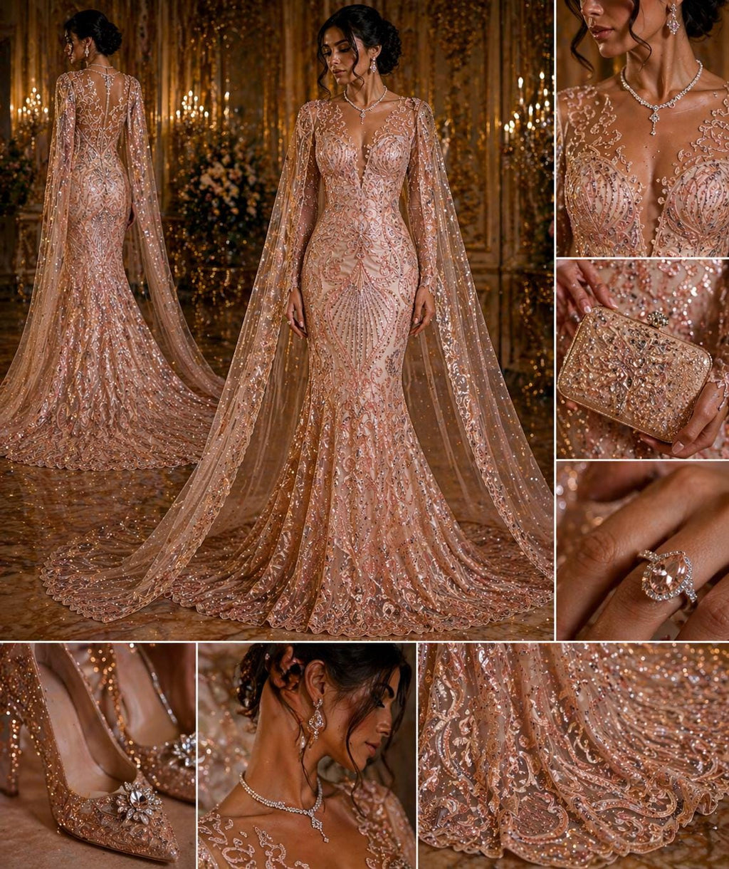 Luxury Heart Lace - Blush - 3D Beaded Design with Embroidered Sequins and Beads On a Mesh Lace Fabric for Prom Dress By The Yard