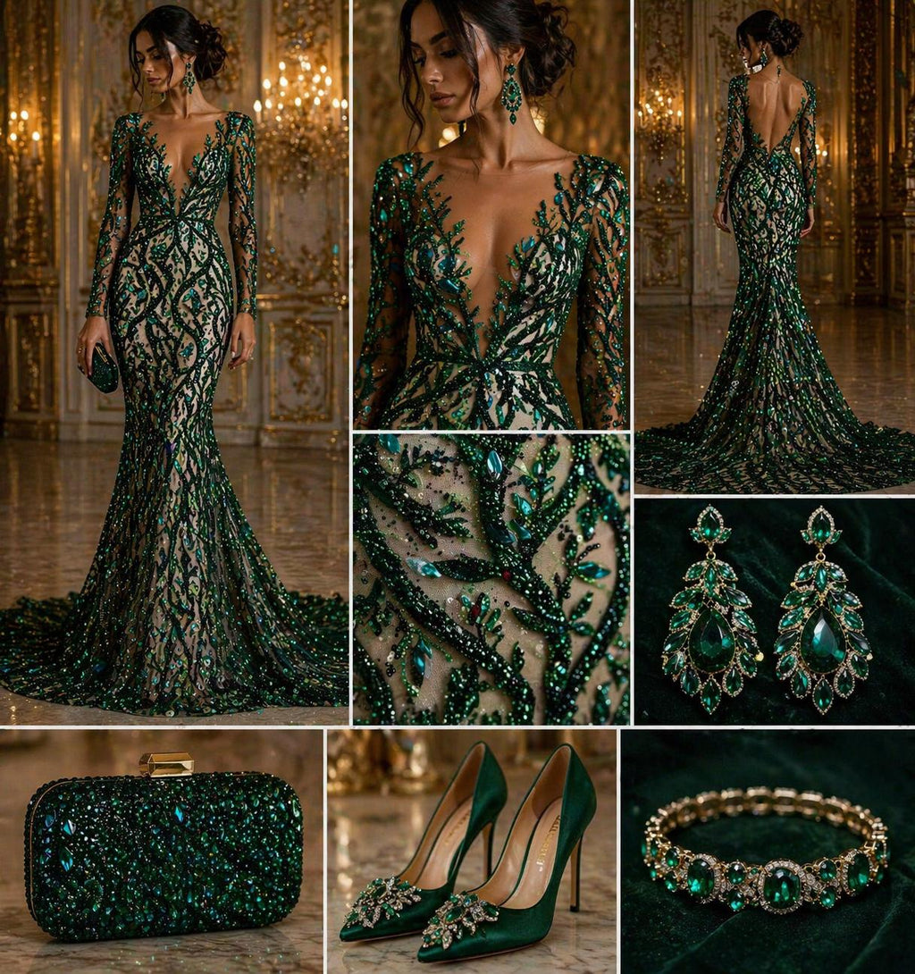 Luxurious Design Lace - Hunter - 3D Beaded Design with Embroidered Sequins and Beads On a Mesh Lace Fabric for Prom Dress By The Yard