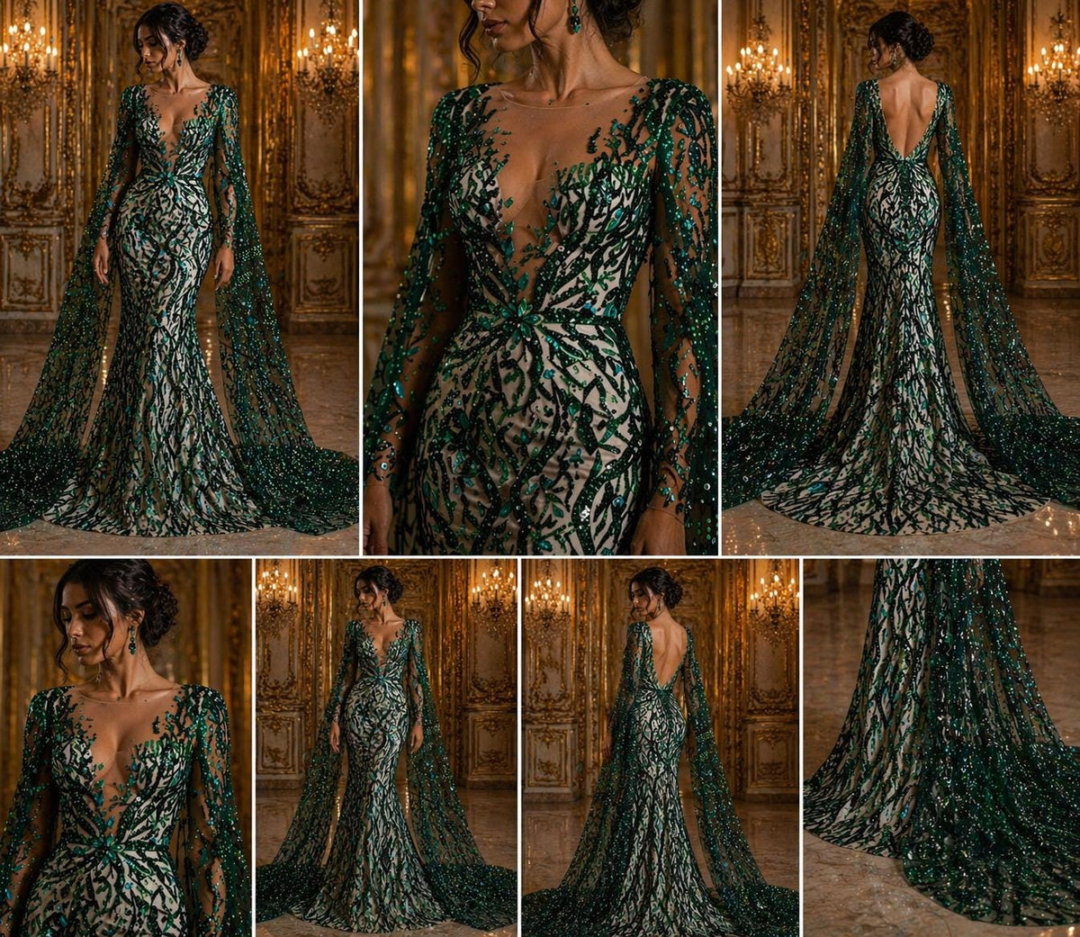 Luxurious Design Lace - Hunter - 3D Beaded Design with Embroidered Sequins and Beads On a Mesh Lace Fabric for Prom Dress By The Yard