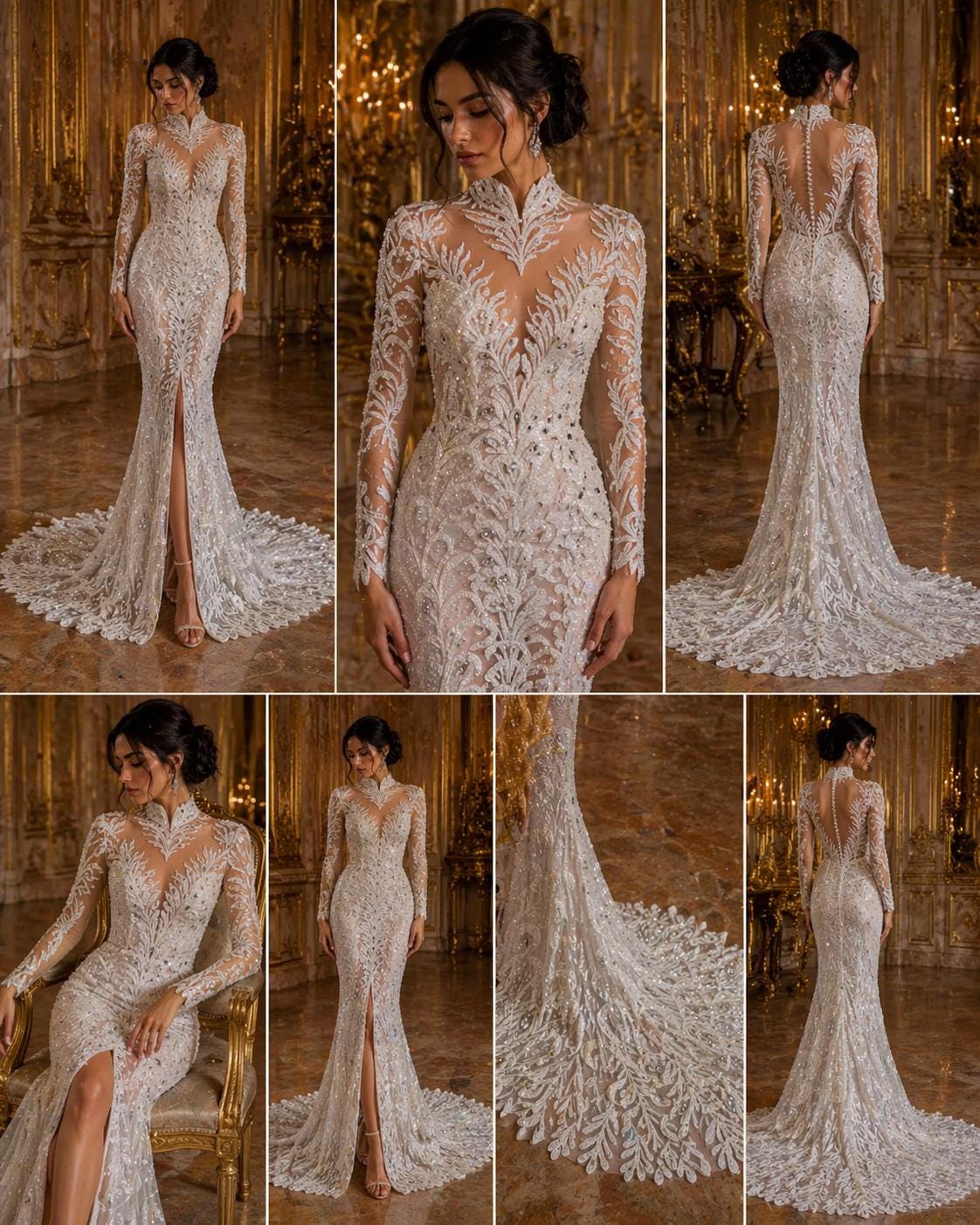 Luxurious Feather Designs Lace - White - Beaded & Embroidered Sequins and Beads On Mesh Lace Fabric for Prom Dress. Sold By 3 Feathers