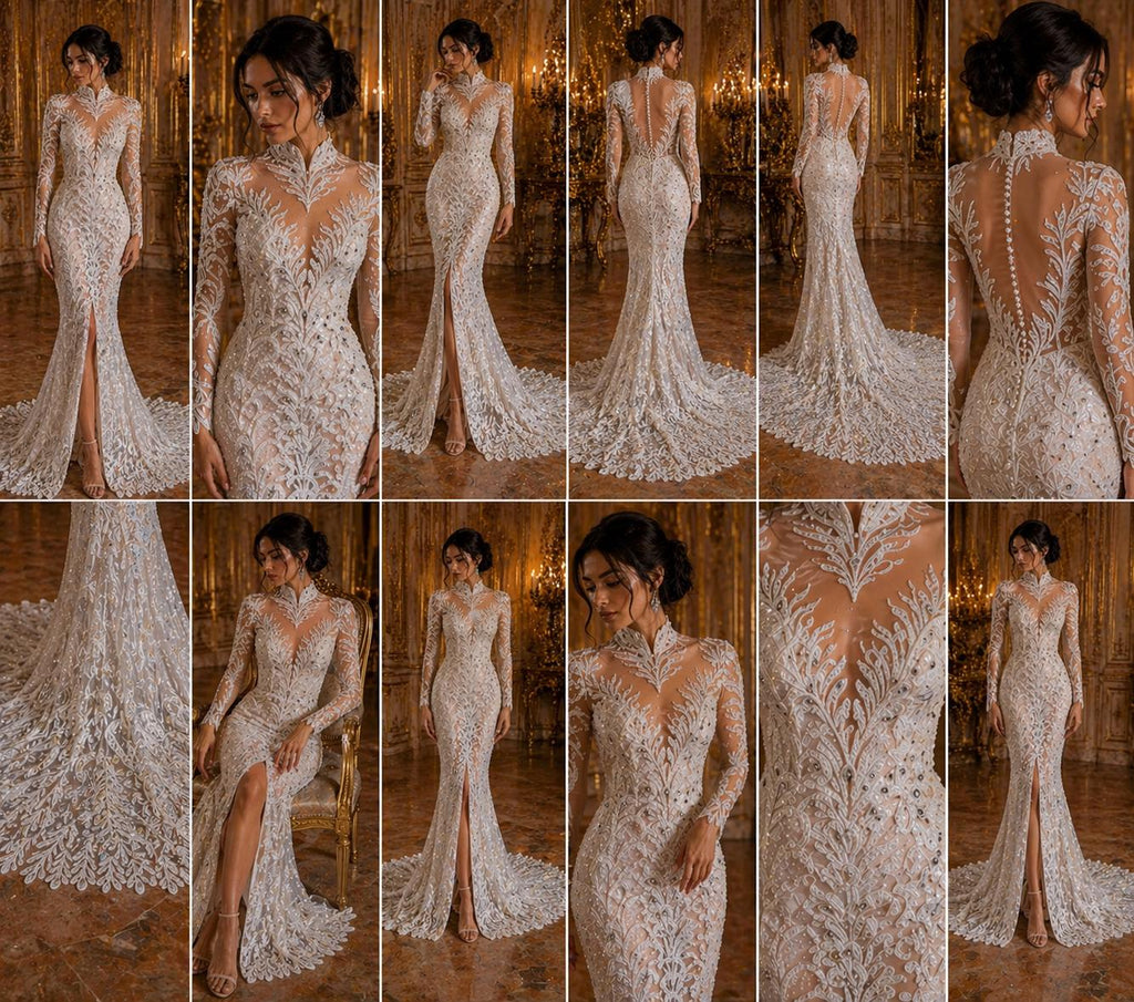 Luxurious Feather Designs Lace - White - Beaded & Embroidered Sequins and Beads On Mesh Lace Fabric for Prom Dress. Sold By 3 Feathers