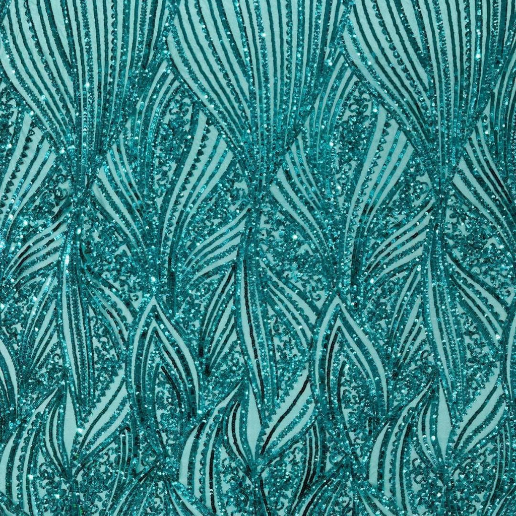 Luxury Shiny Sequin 4-Way Stretch Mesh Fabric – Prom & Evening Dress Material By The Yard. Teal