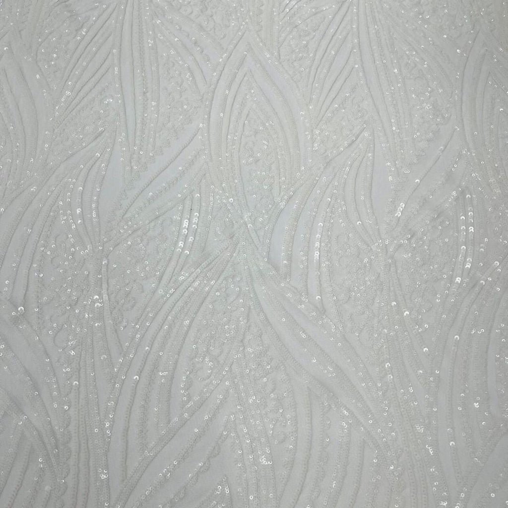 Luxury Shiny Sequin 4-Way Stretch Mesh Fabric – Prom & Evening Dress Material By The Yard. White