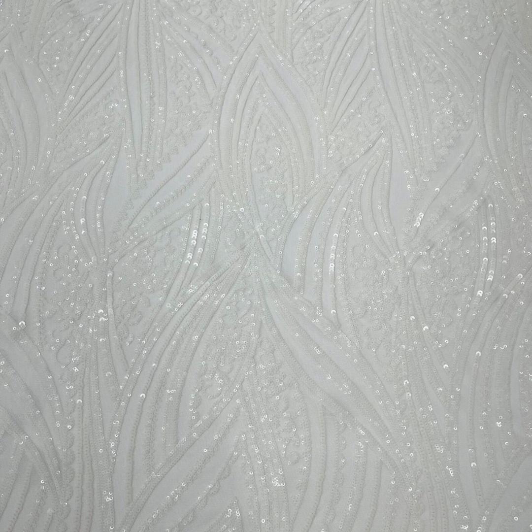 Luxury Shiny Sequin 4-Way Stretch Mesh Fabric – Prom & Evening Dress Material By The Yard. White