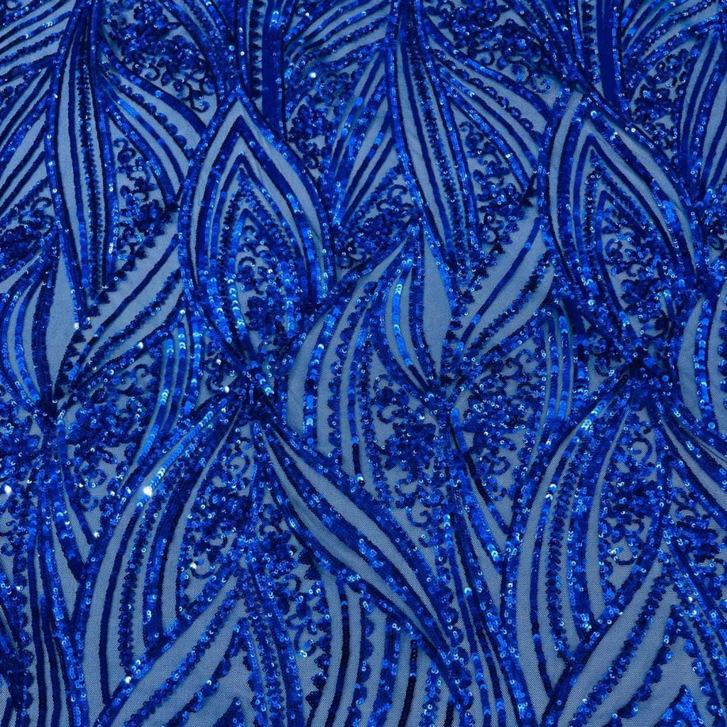Luxury Shiny Sequin 4-Way Stretch Mesh Fabric – Prom & Evening Dress Material By The Yard. Royal Blue