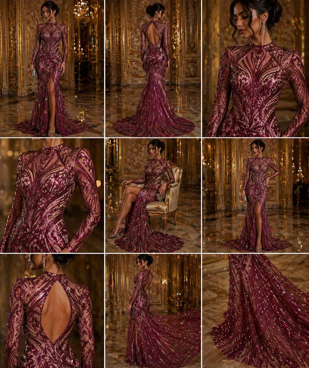 Luxury Shiny Sequin 4-Way Stretch Mesh Fabric – Prom & Evening Dress Material By The Yard. Burgundy