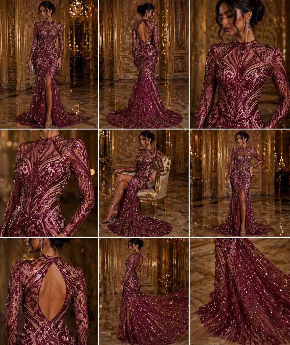 Luxury Shiny Sequin 4-Way Stretch Mesh Fabric – Prom & Evening Dress Material By The Yard. Burgundy