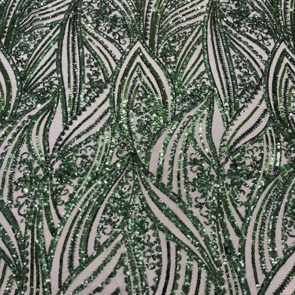 Luxury Shiny Sequin 4-Way Stretch Mesh Fabric – Prom & Evening Dress Material By The Yard. Hunter