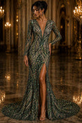 Luxury Shiny Sequin 4-Way Stretch Mesh Fabric – Prom & Evening Dress Material By The Yard. Hunter