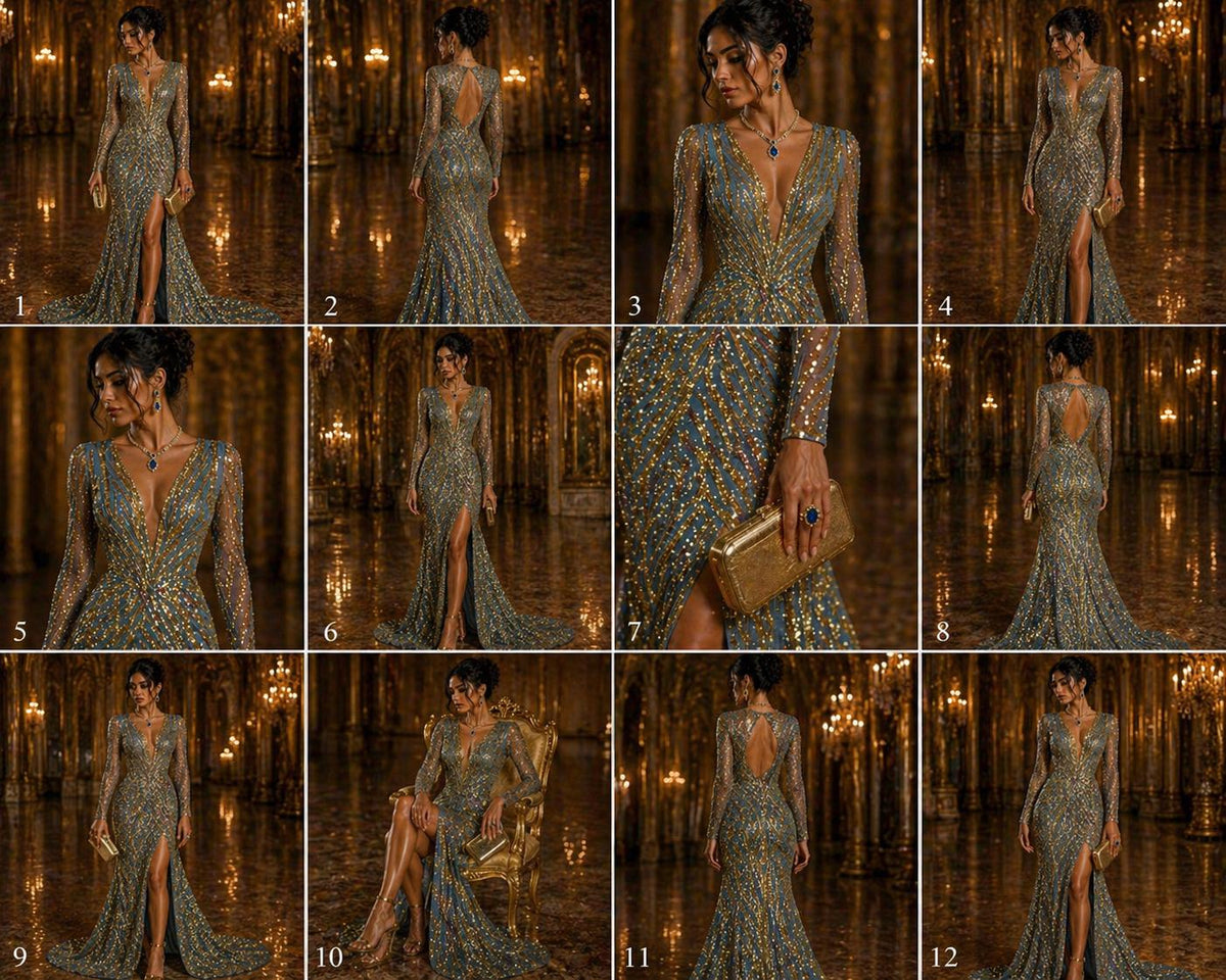 Luxury Shiny Sequin 4-Way Stretch Mesh Fabric – Prom & Evening Dress Material By The Yard. Black/Gold