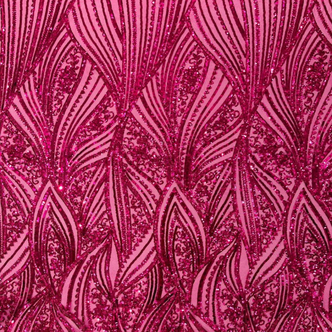 Luxury Shiny Sequin 4-Way Stretch Mesh Fabric – Prom & Evening Dress Material By The Yard. Fuchsia