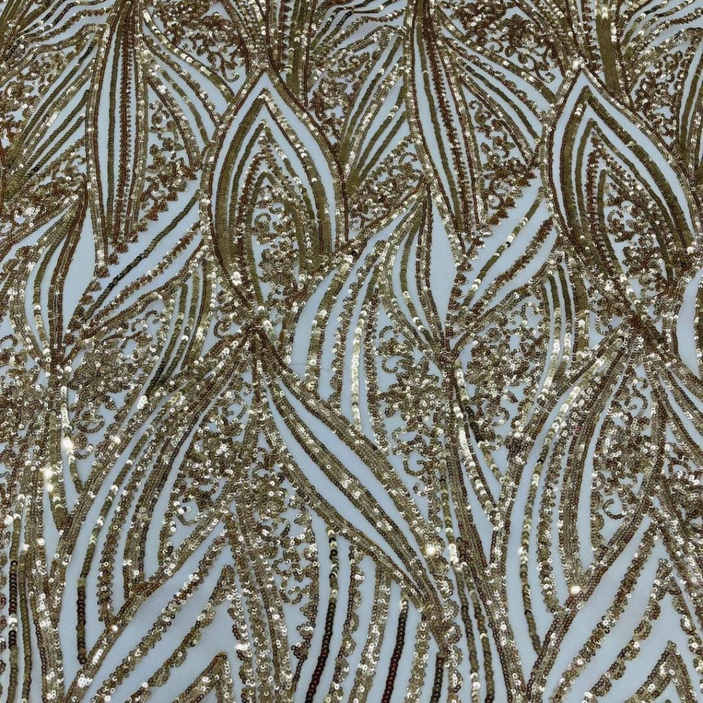 Luxury Shiny Sequin 4-Way Stretch Mesh Fabric –  By The Yard. Gold