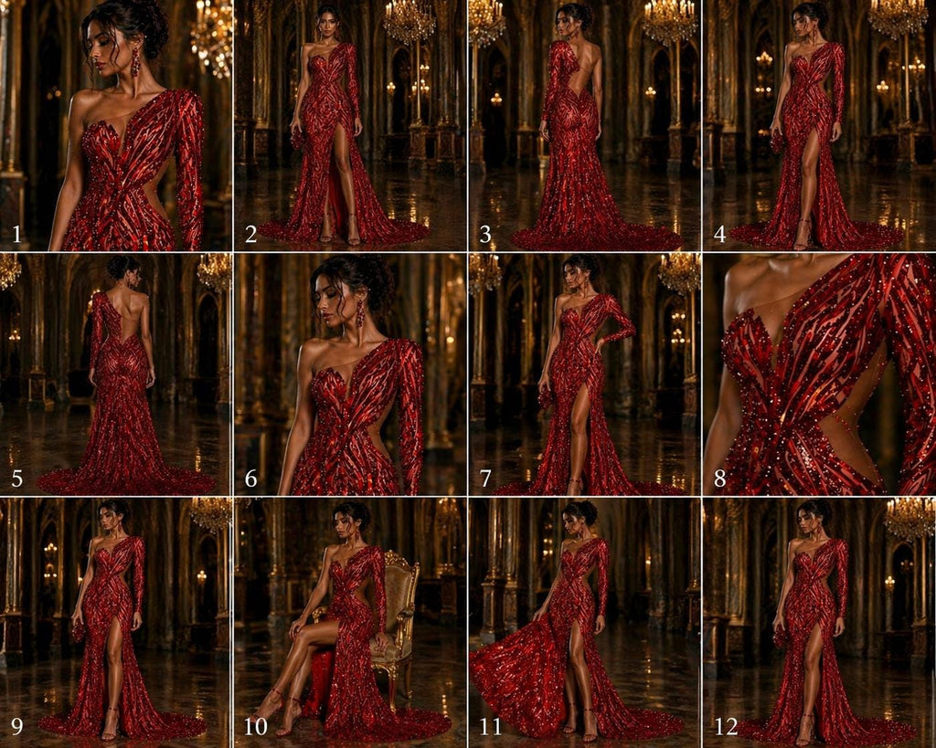Luxury Shiny Sequin 4-Way Stretch Mesh Fabric – Prom & Evening Dress Material By The Yard. Red