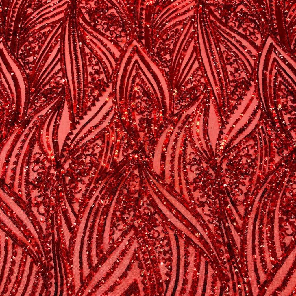 Luxury Shiny Sequin 4-Way Stretch Mesh Fabric – Prom & Evening Dress Material By The Yard. Red