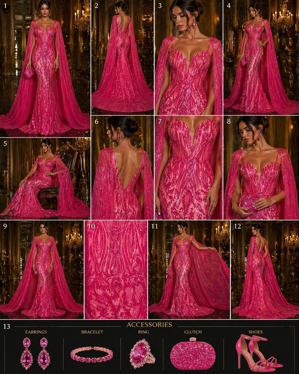 HOT PINK - Luxury Shiny Sequin 4-Way Stretch Mesh Fabric – Prom & Evening Dress Material By The Yard.