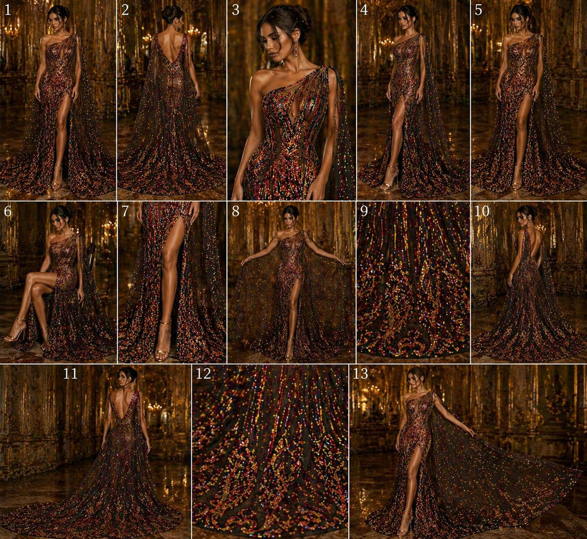 RAINBOW - Luxury Iridescent Shiny Sequin 4-Way Stretch Mesh Fabric – Prom & Evening Dress Material By The Yard.