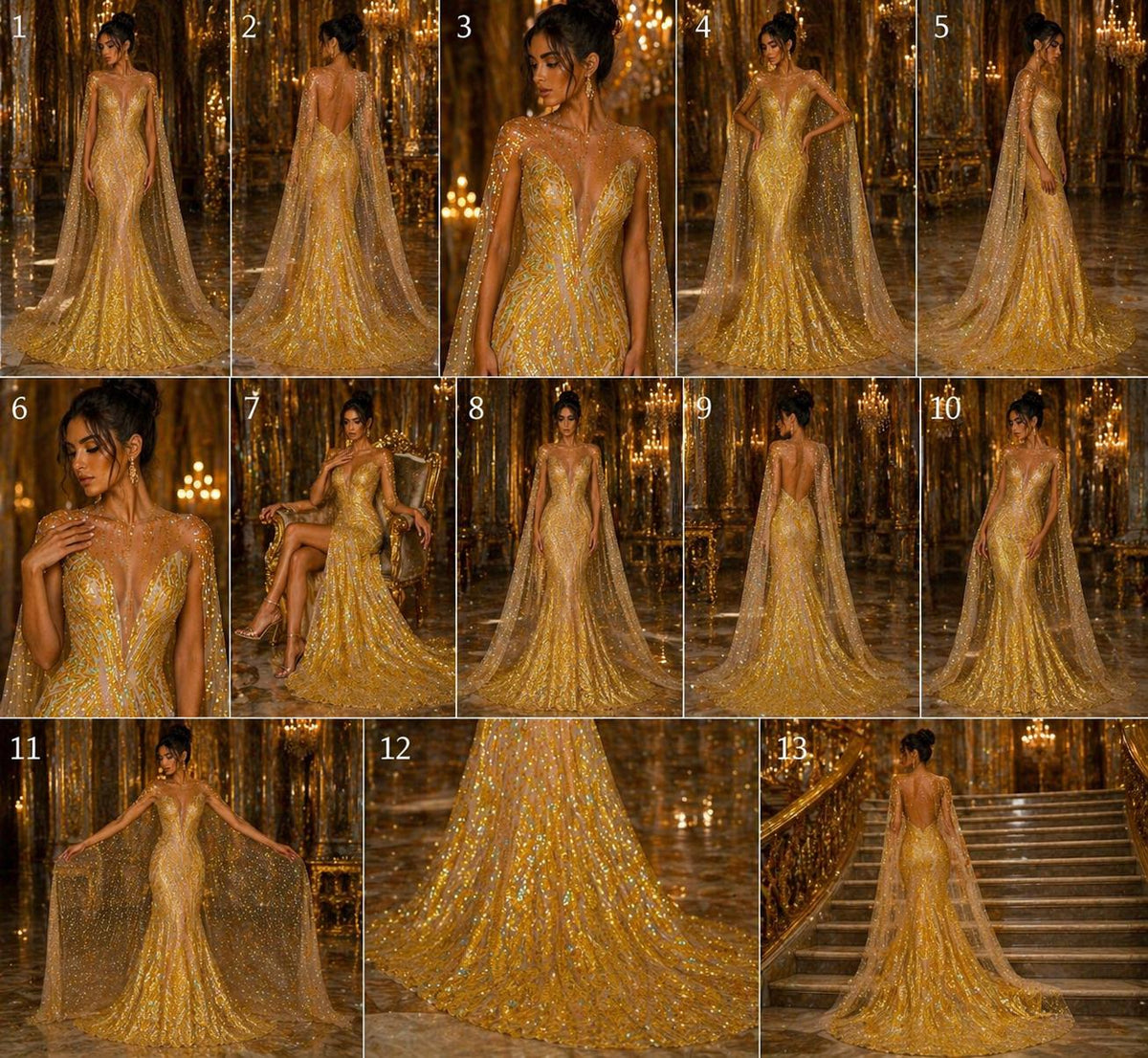 YELLOW - Luxury Iridescent Shiny Sequin 4-Way Stretch Mesh Fabric – Prom & Evening Dress Material By The Yard.
