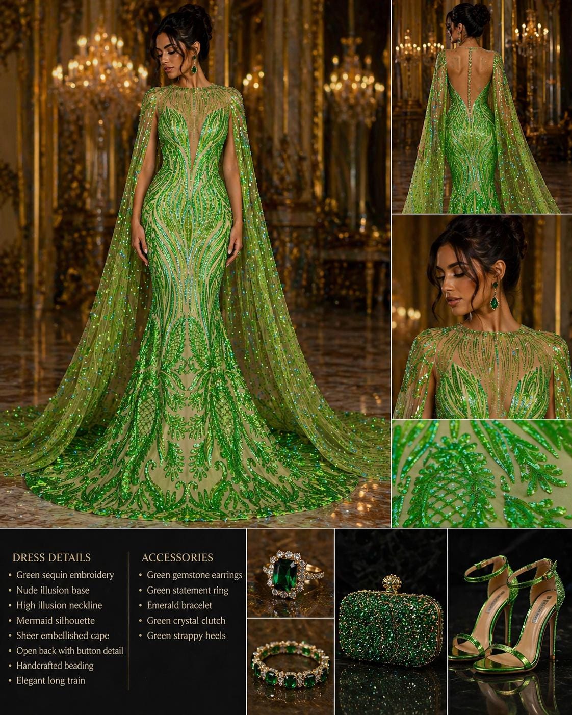 NEON LIME - Luxury Iridescent Shiny Sequin 4-Way Stretch Mesh Fabric – Prom & Evening Dress Material By The Yard.
