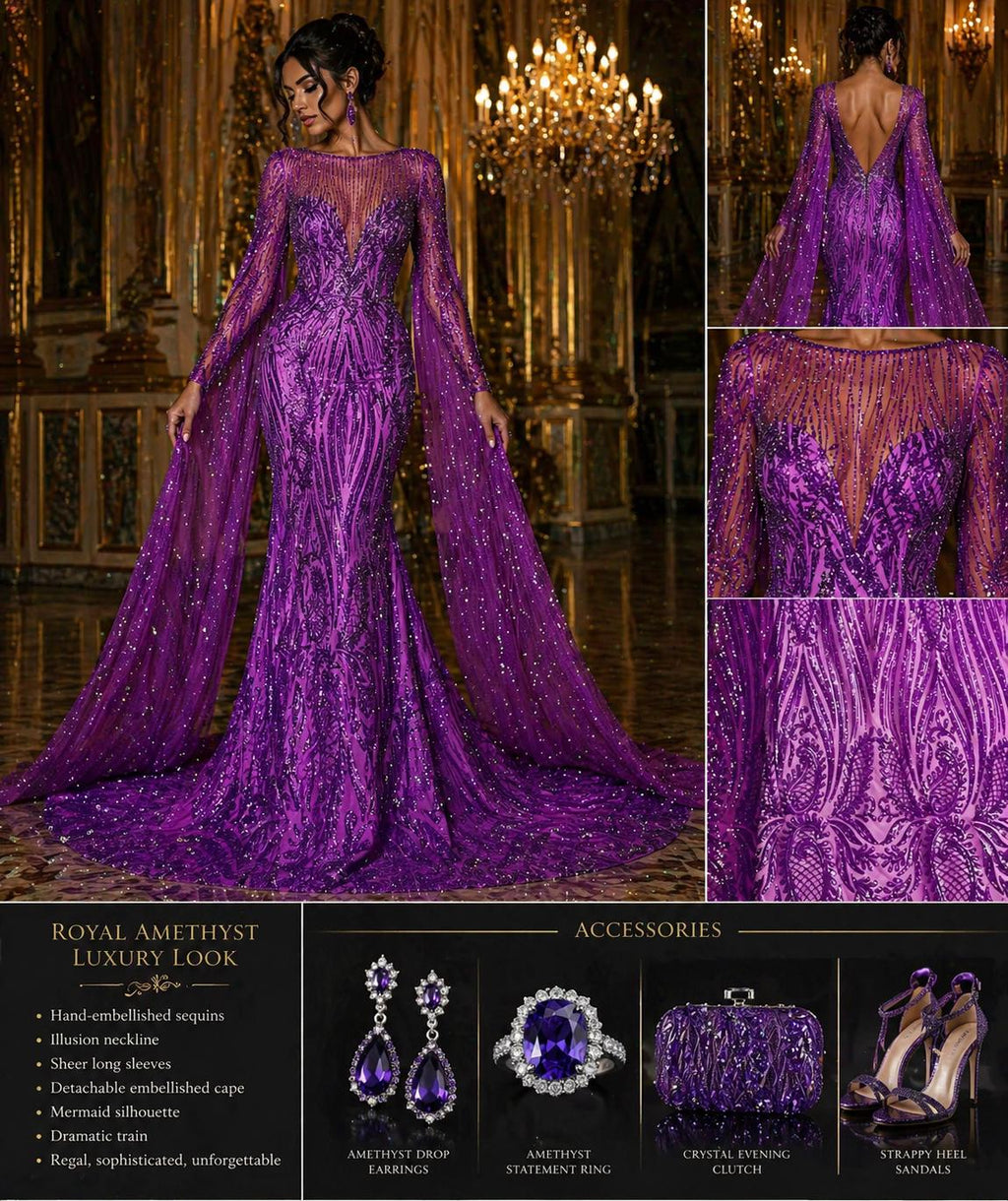 MAGENTA - Luxury Shiny Sequin 4-Way Stretch Mesh Fabric – Prom & Evening Dress Material By The Yard.