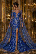 ROYAL - Luxury Shiny Sequin 4-Way Stretch Mesh Fabric – Prom & Evening Dress Material By The Yard.