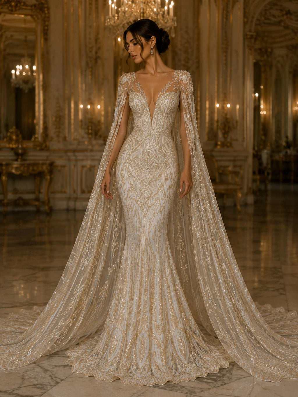 Feather Design Luxury Shiny Sequin - NUDE - 4 Way Stretch Mesh Fabric – Prom & Evening Dress Material By The Yard.