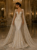 Feather Design Luxury Shiny Sequin - NUDE - 4 Way Stretch Mesh Fabric – Prom & Evening Dress Material By The Yard.