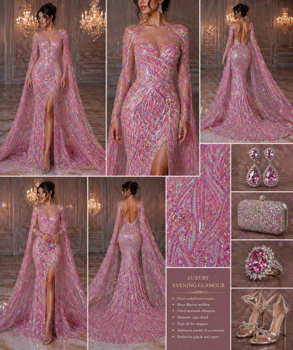 Luxury Shiny Sequin 4-Way Stretch Mesh Fabric – Prom & Evening Dress Material By The Yard. Candy Pink