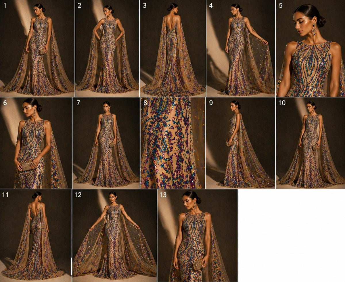 LAVENDER - Luxury Iridescent Shiny Sequin 4-Way Stretch Mesh Fabric – Prom & Evening Dress Material By The Yard.