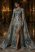 Geometric Design Luxury Shiny Sequin - HUNTER - 4 Way Stretch Mesh Fabric – Prom & Evening Dress Material By The Yard.