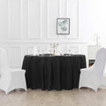 BLACK - 120" Round Polyester Poplin Washable Tablecloth, Stain Wrinkle Resistant Table Cover - Fabric Table Cloth Dinning, Kitchen, Party