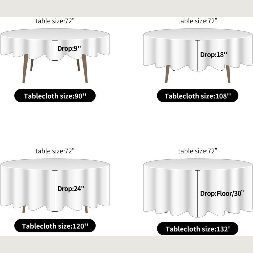 TURQUOISE - 120" Round Polyester Poplin Washable Tablecloth, Stain Wrinkle Resistant Table Cover Fabric Table Cloth Dinning, Kitchen, Party