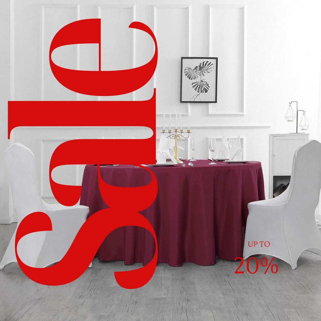 BURGUNDY - 120" Round Polyester Poplin Washable Tablecloth, Stain Wrinkle Resistant Table Cover - Fabric Table Cloth Dinning, Kitchen, Party