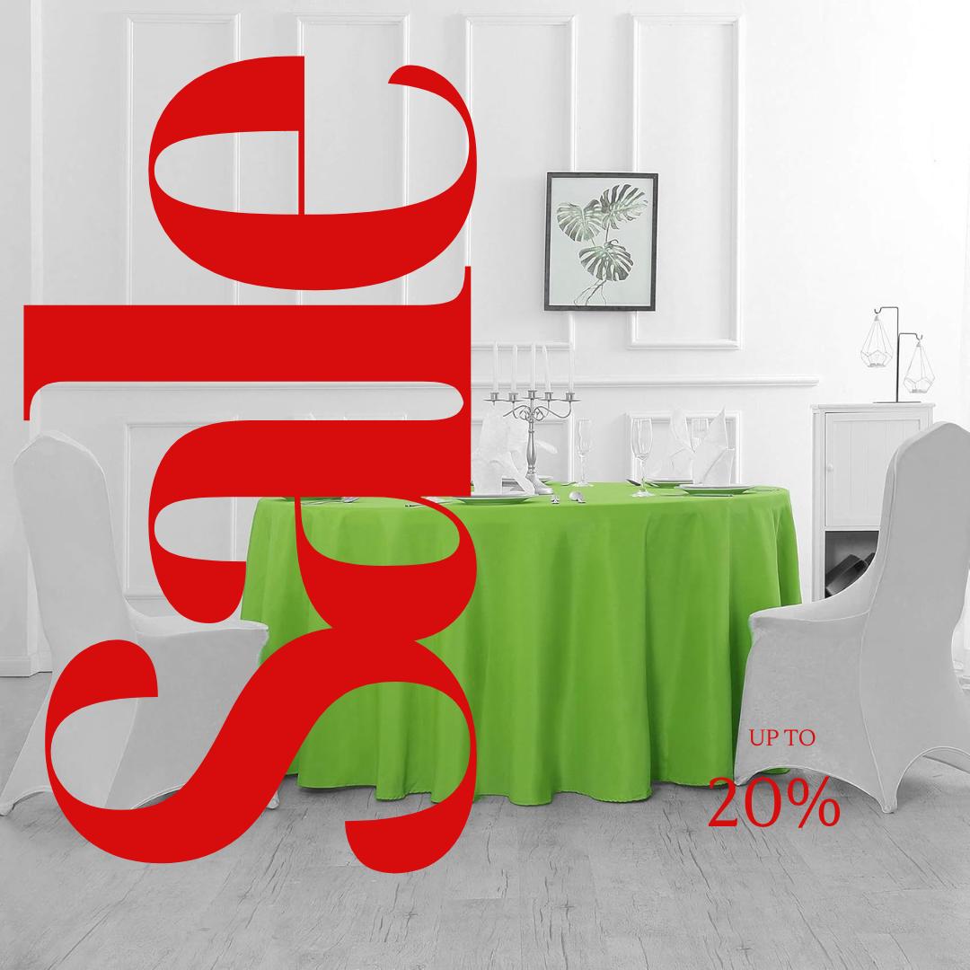 LIME - 120" Round Polyester Poplin Washable Tablecloth, Stain Wrinkle Resistant Table Cover - Fabric Table Cloth Dinning, Kitchen, Party