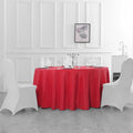 RED - 120" Round Polyester Poplin Washable Tablecloth, Stain Wrinkle Resistant Table Cover - Fabric Table Cloth Dinning, Kitchen, Party