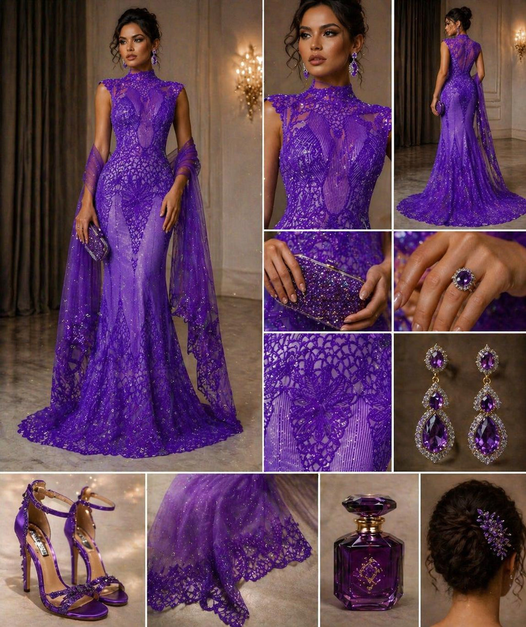 Glossy Design Luxury Shiny Sequin - LILAC - 4 Way Stretch Mesh Fabric – Prom & Evening Dress Material By The Yard.
