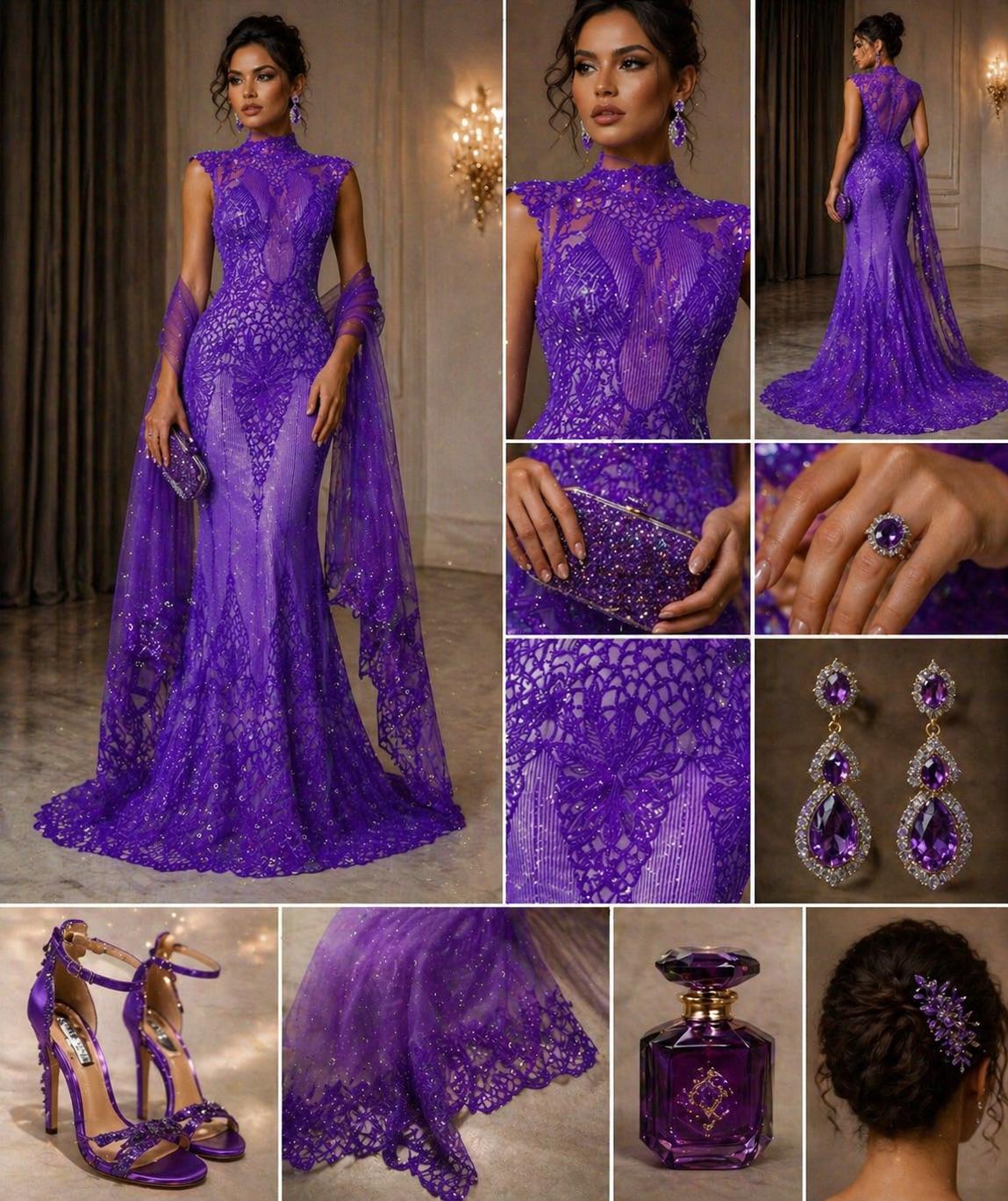 Glossy Design Luxury Shiny Sequin - LILAC - 4 Way Stretch Mesh Fabric – Prom & Evening Dress Material By The Yard.