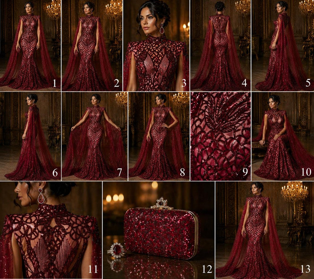 Glossy Design Luxury Shiny Sequin - BURGUNDY - 4 Way Stretch Mesh Fabric – Prom & Evening Dress Material By The Yard.