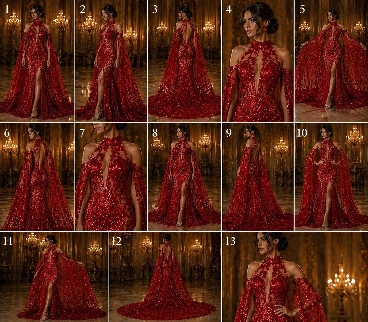Glossy Design Luxury Shiny Sequin - RED - 4 Way Stretch Mesh Fabric – Prom & Evening Dress Material By The Yard.