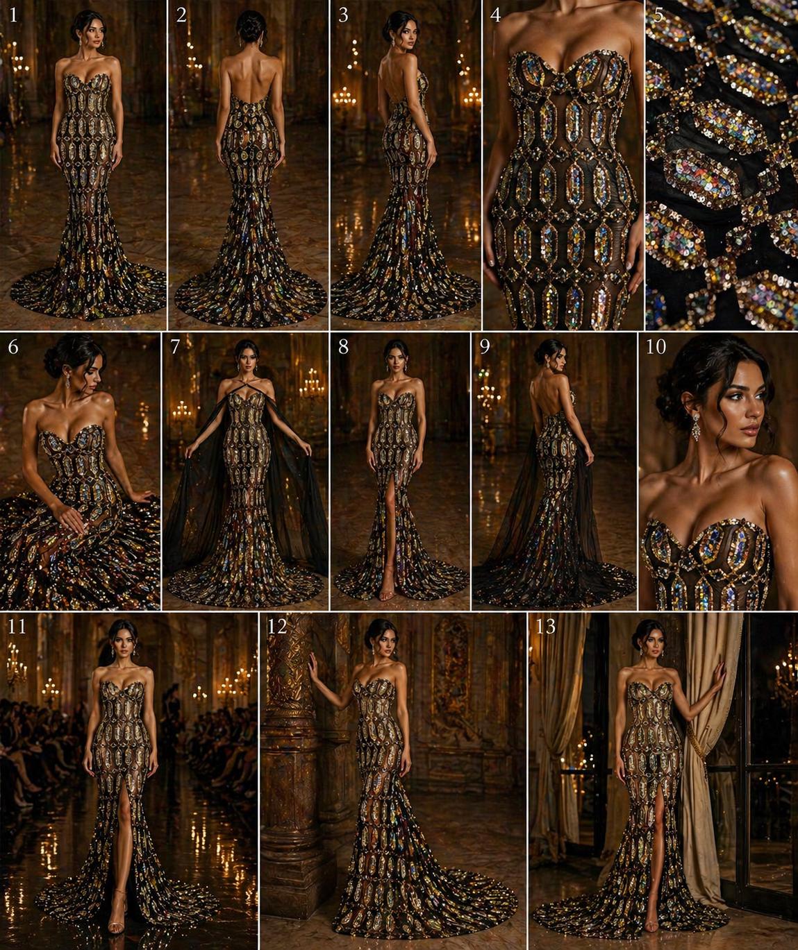 Jewel Design Iridescent Luxury Multi Color Sequin - Gold/Silver -  4 Way Stretch Mesh Fabric – Prom & Evening Dress Material By The Yard.
