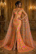 Jewel Design Iridescent Luxury Multi Color Sequin - NeonYellow/Pink - 4 Way Stretch Mesh Fabric – Prom & Evening Dress Material By The Yard.