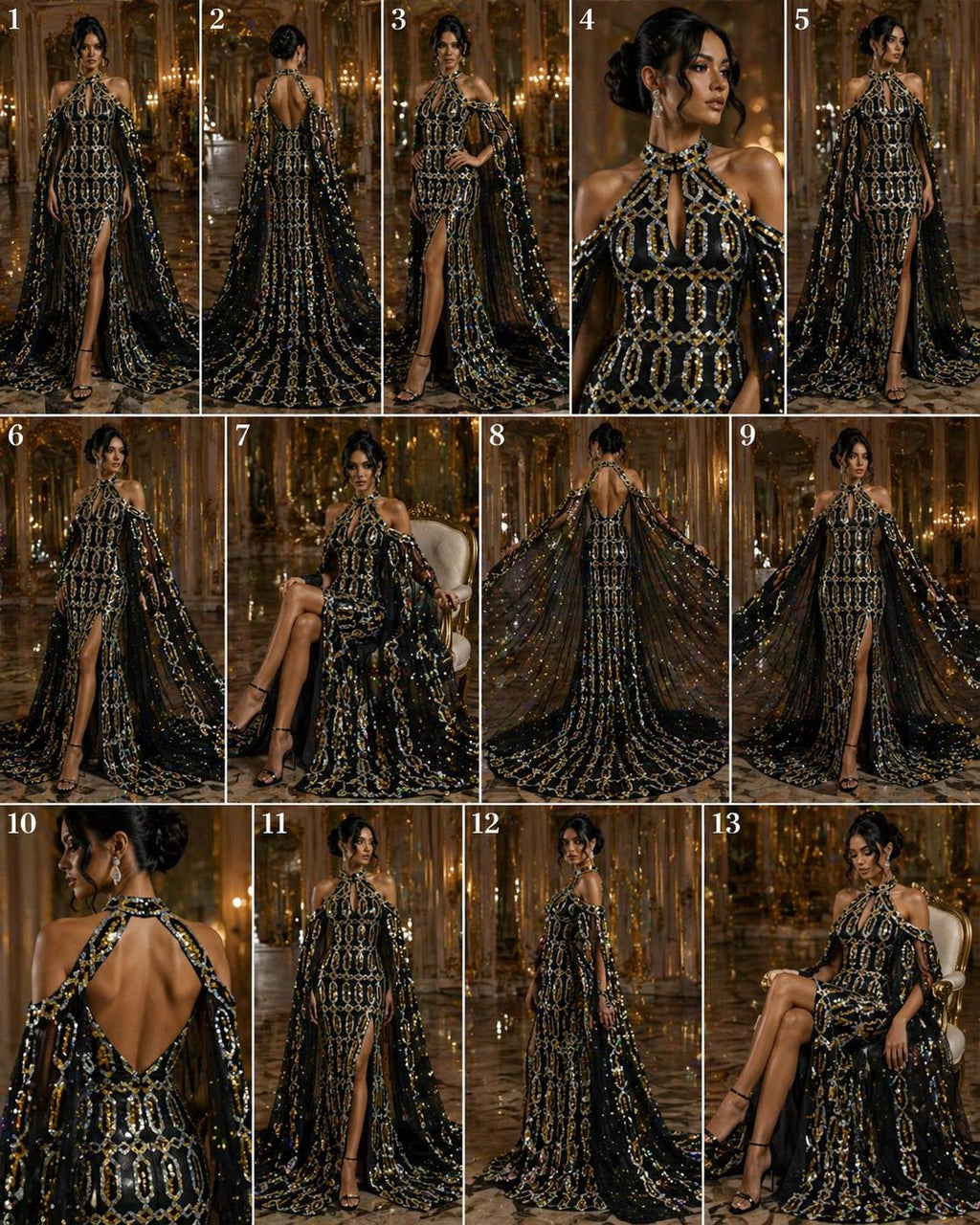 Jewel Design Iridescent Luxury Multi Color Sequin - Olive/Silver - 4 Way Stretch Mesh Fabric – Prom & Evening Dress Material By The Yard.