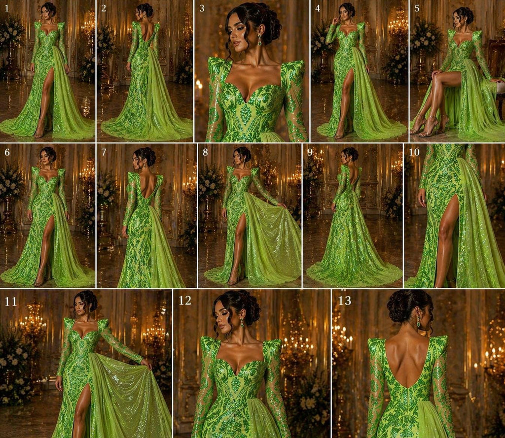 Neon Lime - Marvelous Luxury Shiny Sequin 4-Way Stretch Mesh Fabric – Prom & Evening Dress Material By The Yard.